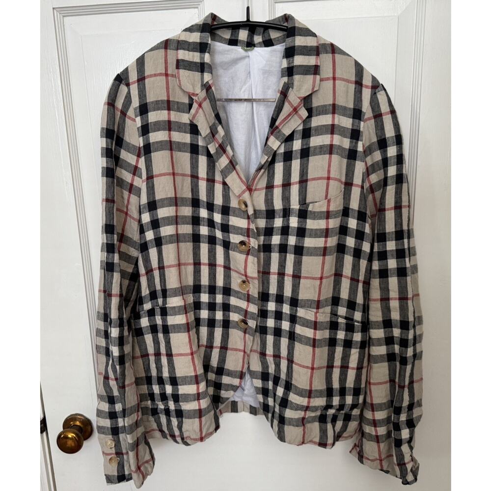 Ricorrrobe cumulus linen jacket with a Burberry pattern - M